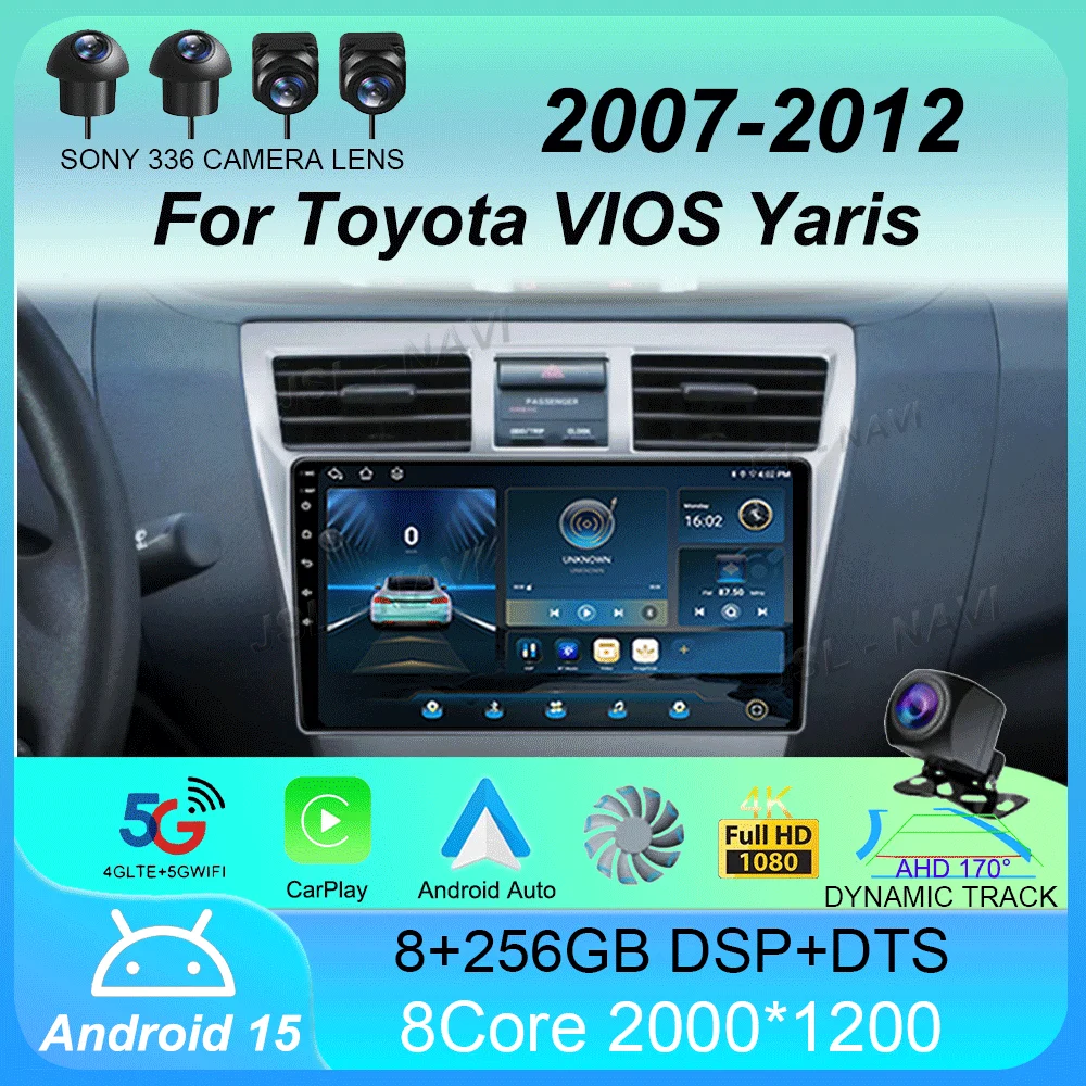 

Android 15 For Toyota VIOS Yaris 2007 2008 2009 2010 - 2012 Car Radio GPS Carplay Multimedia Player Navigation Stereo Auto Audio