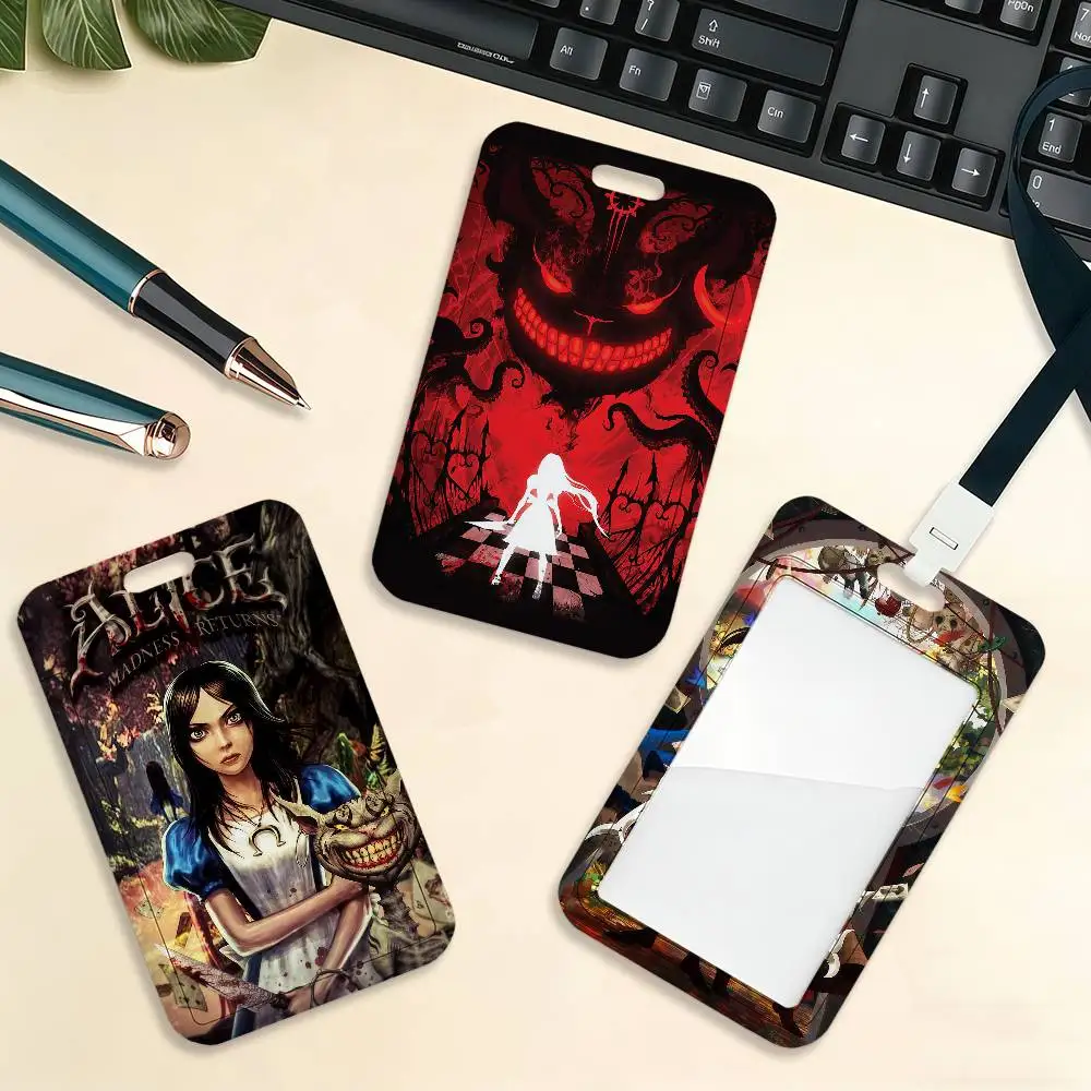 Game A-Alice M-Madness R-Returns Card Holder Cardcase Bus Subway Work Permit Student Lanyard Neck Straps Badge Holder