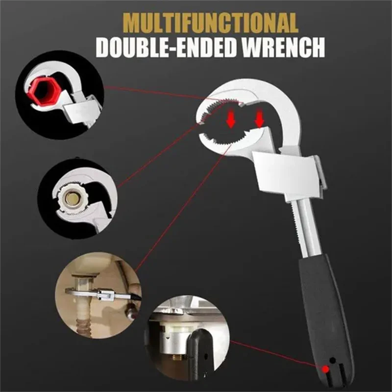 Multifunctional Bathroom Wrench Adjustable Double Ended Spanner Sink Water Pipe Faucet Wrench Bathroom Repair Hand Tools