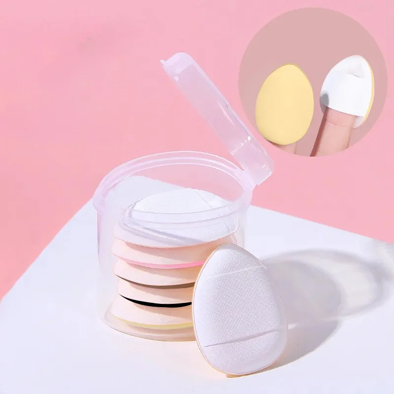 Mini set di soffio di polvere per la punta delle dita (rosa) - Cuscinetti per dita in spugna per applicatore di fondotinta e correttore di precisione ​