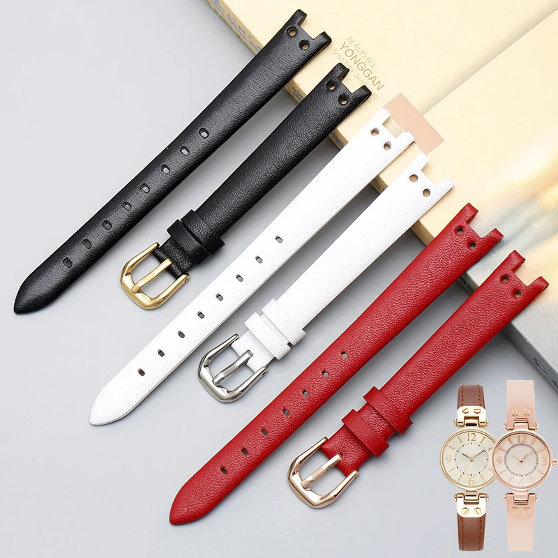 Genuine Leather Watch Strap for Anne Klein Watchband Notch AK Girl Simple Elegant Belt Small Dial Retro Watch Band 12mm bracelet