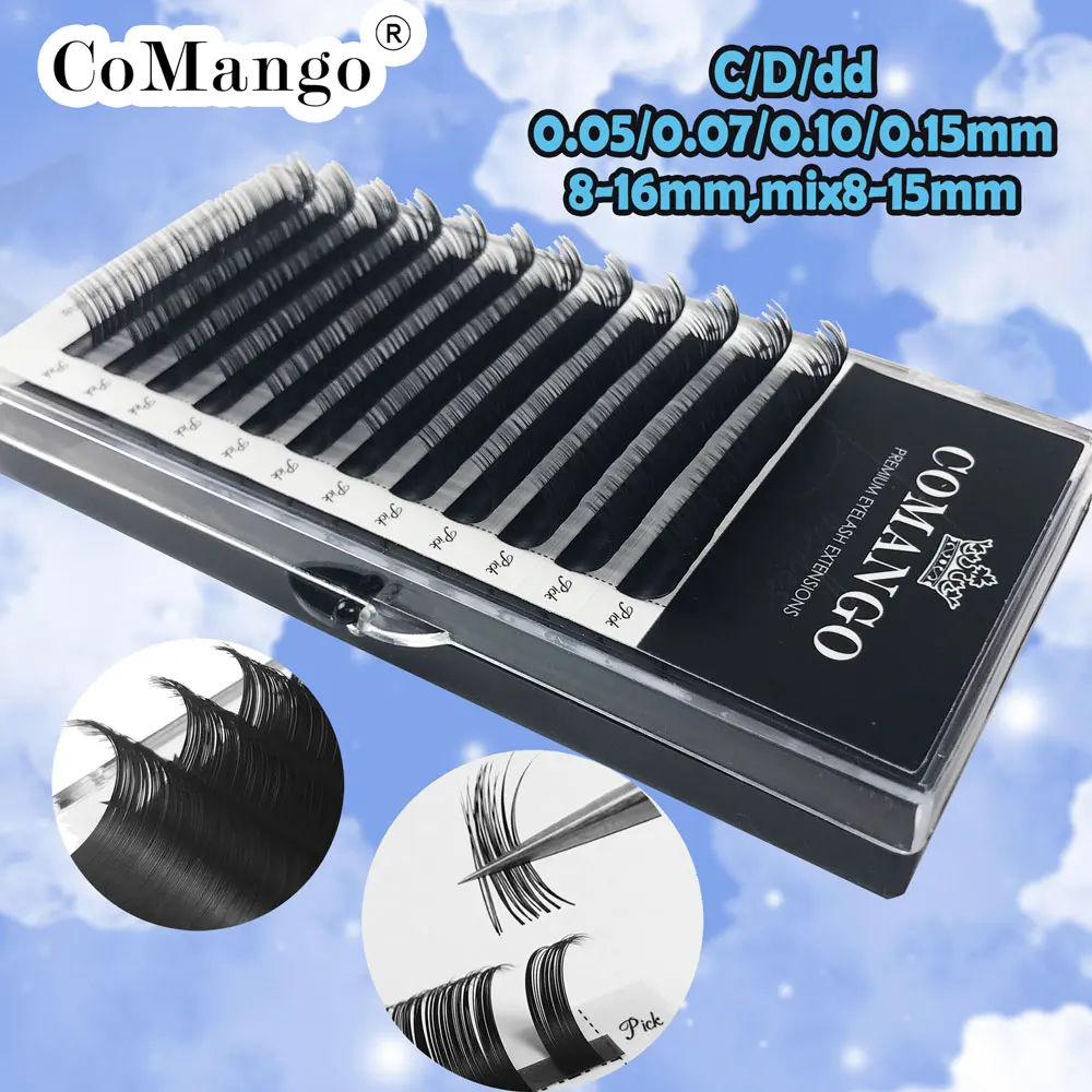 CoMango Individual Lashes Extensions Classic Eye-lashes Fluffy Eyelashes Supplies Dark Black Cilia 8-16mm False Eye-lash Makeup