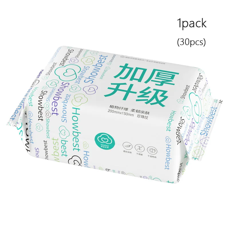 1 pack (30 pcs) disposable face towel travel cotton make-up cleaning soft dry wet face wash towel 100% cotton face towel