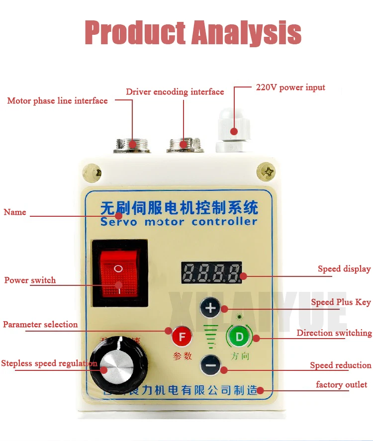 Brushless Servo Motor Control Set 550W/750W/1100W 220V Knob Speed Adjustment Belt Sander Woodworking Machinery Lathe.