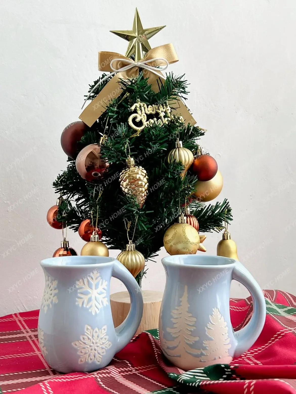 

Розово-синяя одинарная рождественская кружка со снежинкой, кружка большой емкости специального дизайна