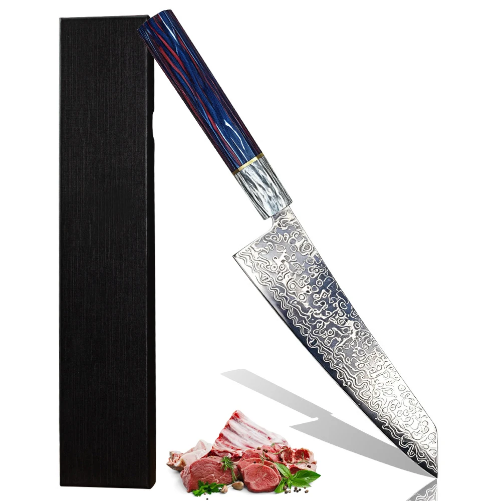 Japanese Damascus chef's knife, high-end solid wood handle kitchen knife suitable for cutting meat and vegetables in the kitchen