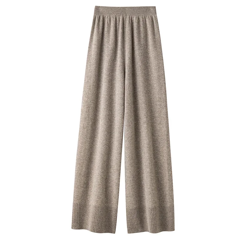 

Women Wool Pants 100% Australian Wool Knitted Wide Leg Pant 2024 Winter Warm Long Trousers Pure Woolen Female Leggings B70