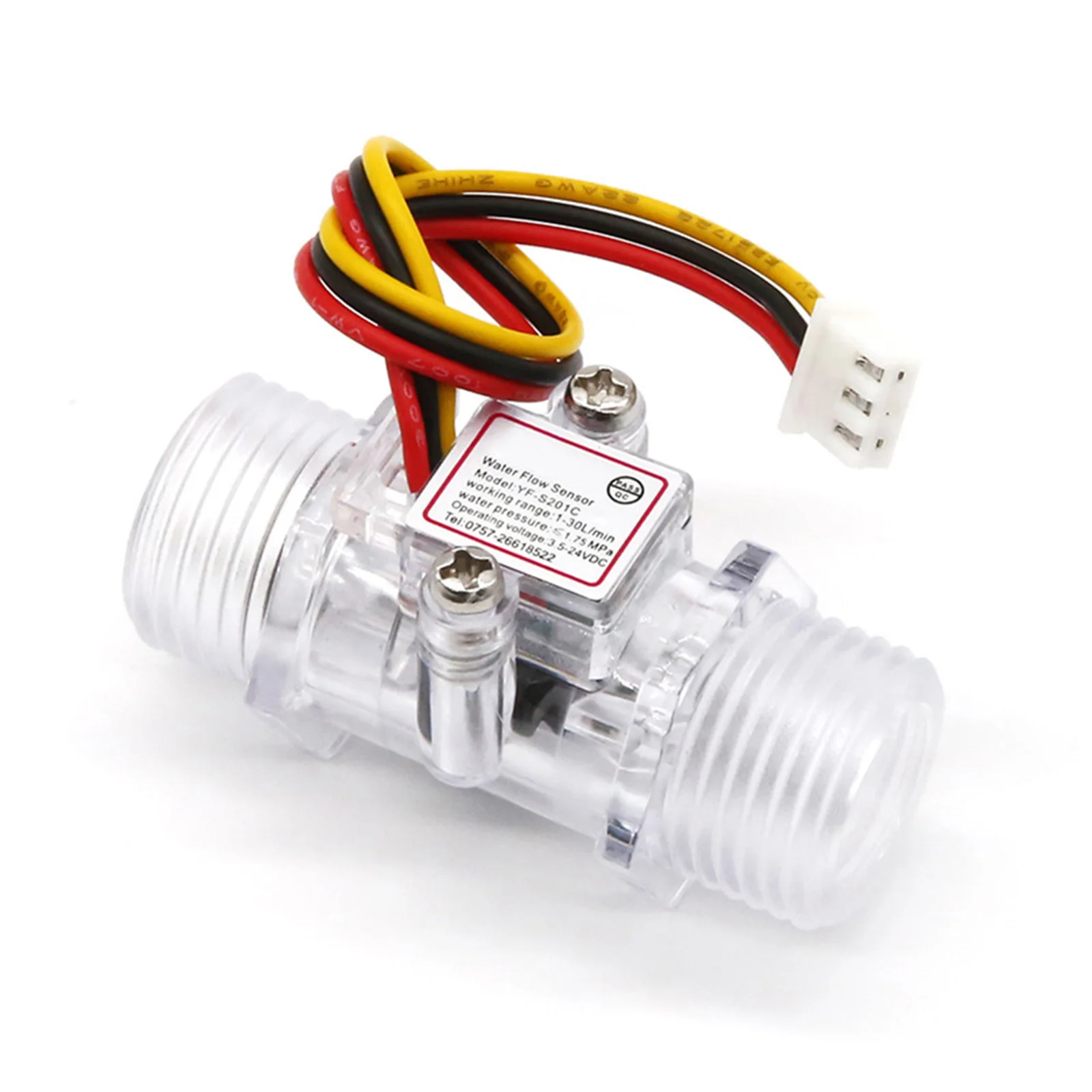 DC3.5-24V Water Flow Sensor G1/2 Inch Turbine Flowmeter Hall Flow Sensor Water Control Flow Sensor Switch YF-S201C