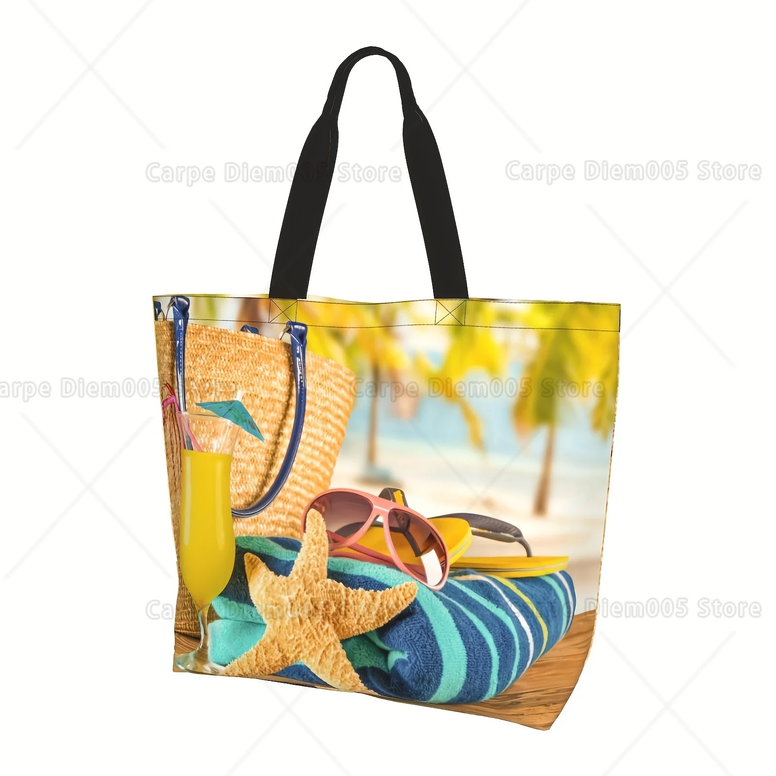 

Ocean Starfish Beach Tote Bag, Printed Women Shoulder Bag, Women Work Beach Travel Reusable Shopping Bag
