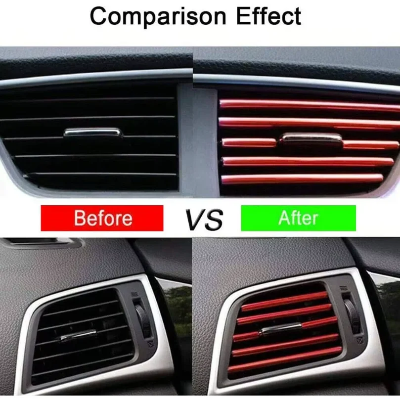 10 Pcs Car Air Vent Grille decoration Trim Sticker U Style Air Conditioner Outlet Decoration Strip Car Decoration - view 5