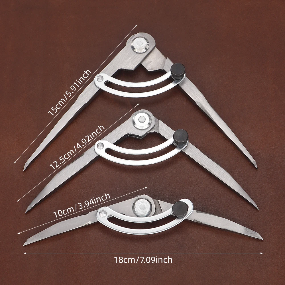 1Pc Adjustable Leather Spacing Compass, Edge Creaser Wing Steel Divider Line Location Scriber Marking Precision Drafting Tool