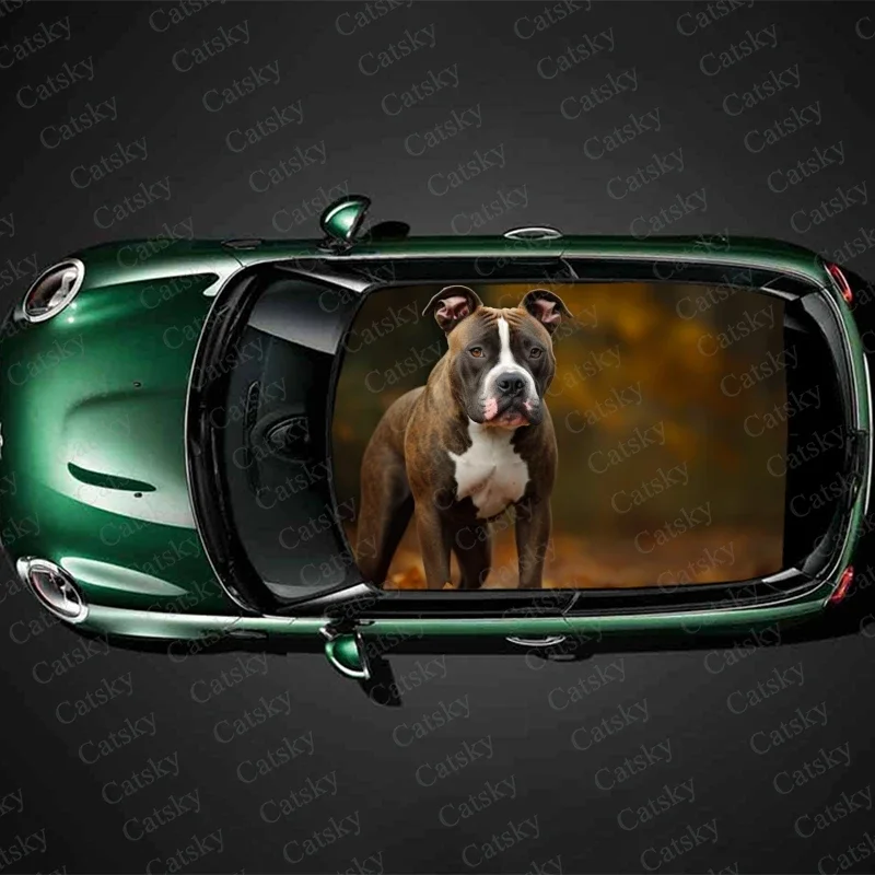 American Pit Bull Terrier Car Roof Sticker Wrap Racing SUV Accessories Packaging Painted PVC Custom Car Graphic Decal