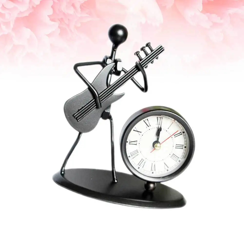 

Creative Guitar Shaped Clock Metal Desktop Decoration High Quality Exquisite Workmanship Realistic Chic Home Cabinet Photo Prop