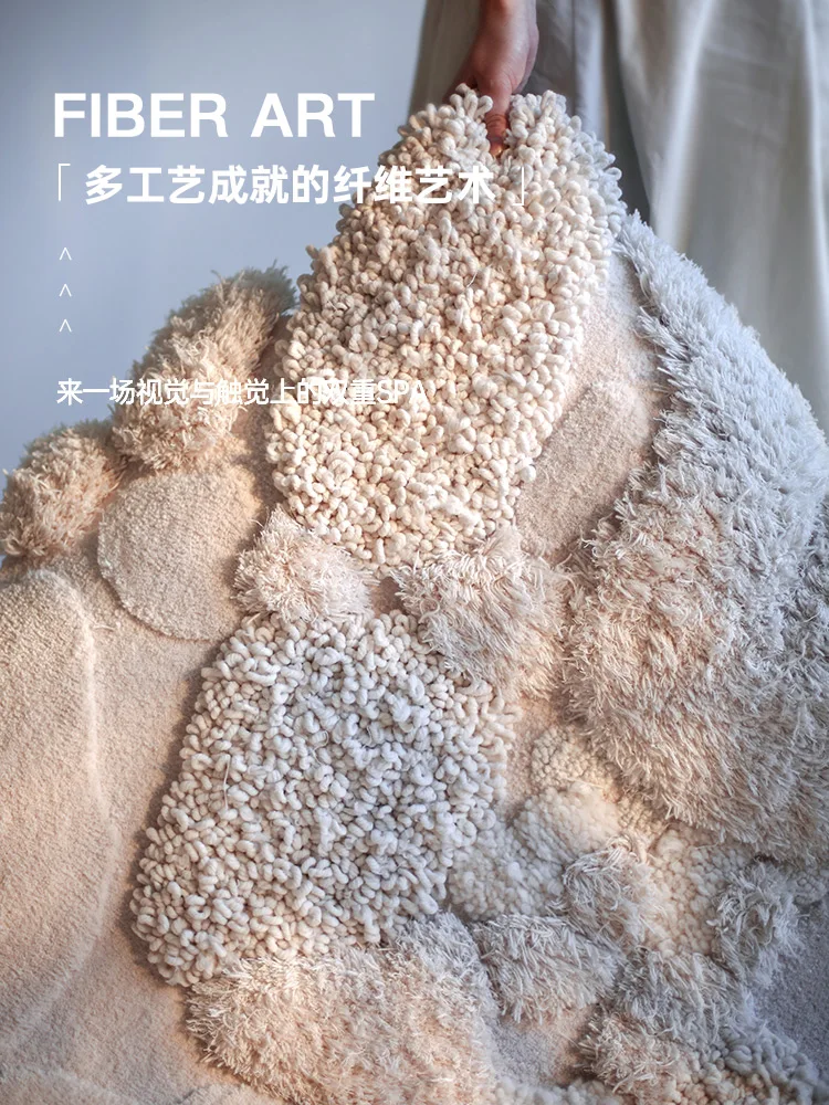 Hokkaido tappeto da soggiorno fatto a mano in lana artistica di alto lusso neve camera da letto segreta tinta unita