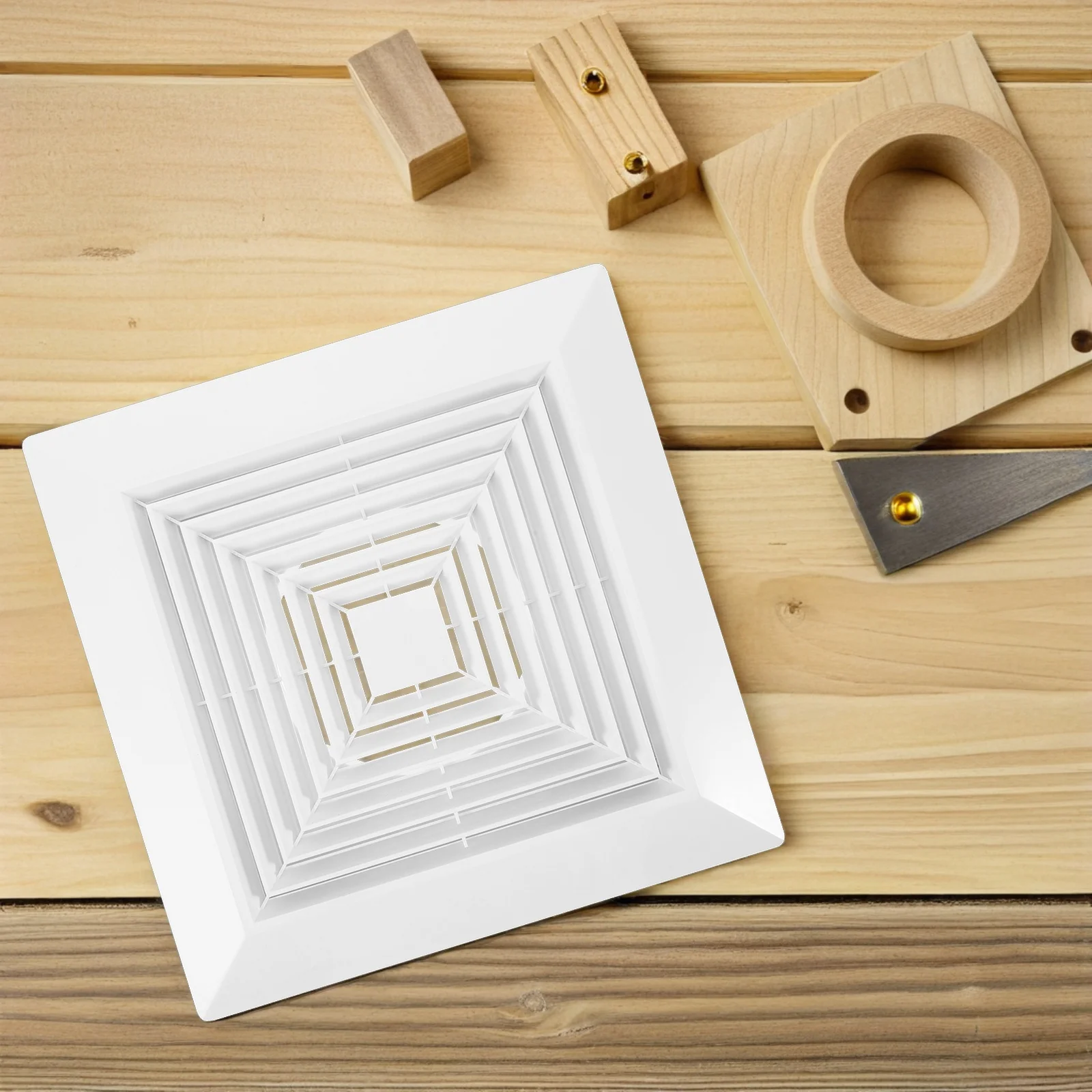 12x12インチ角型天井ディフューザー、浴室換気扇交換用プラスチックグリル、スプリング付き、換気排気口用