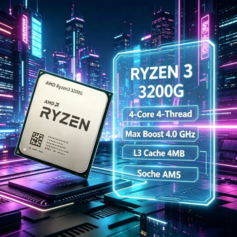 AMD Ryzen 3 3200G R3 3200G 65W Bajo Consumo, 4 Núcleos, Gráficos Vega, AM4 Mini ITX, APU de Escritorio, Sin Ventilador