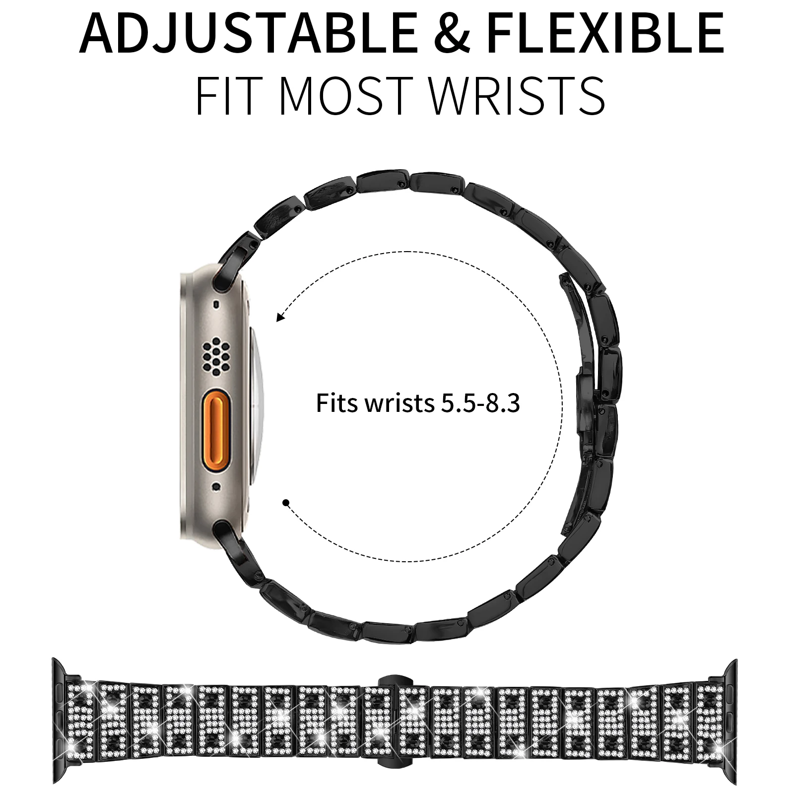 Cinturino in acciaio inossidabile per Apple Watch 40mm 46mm 44mm 41mm 45mm 49mm 38mm Bracciale con diamanti in metallo serie iWatch Ultra10 9 8 7 SE 5