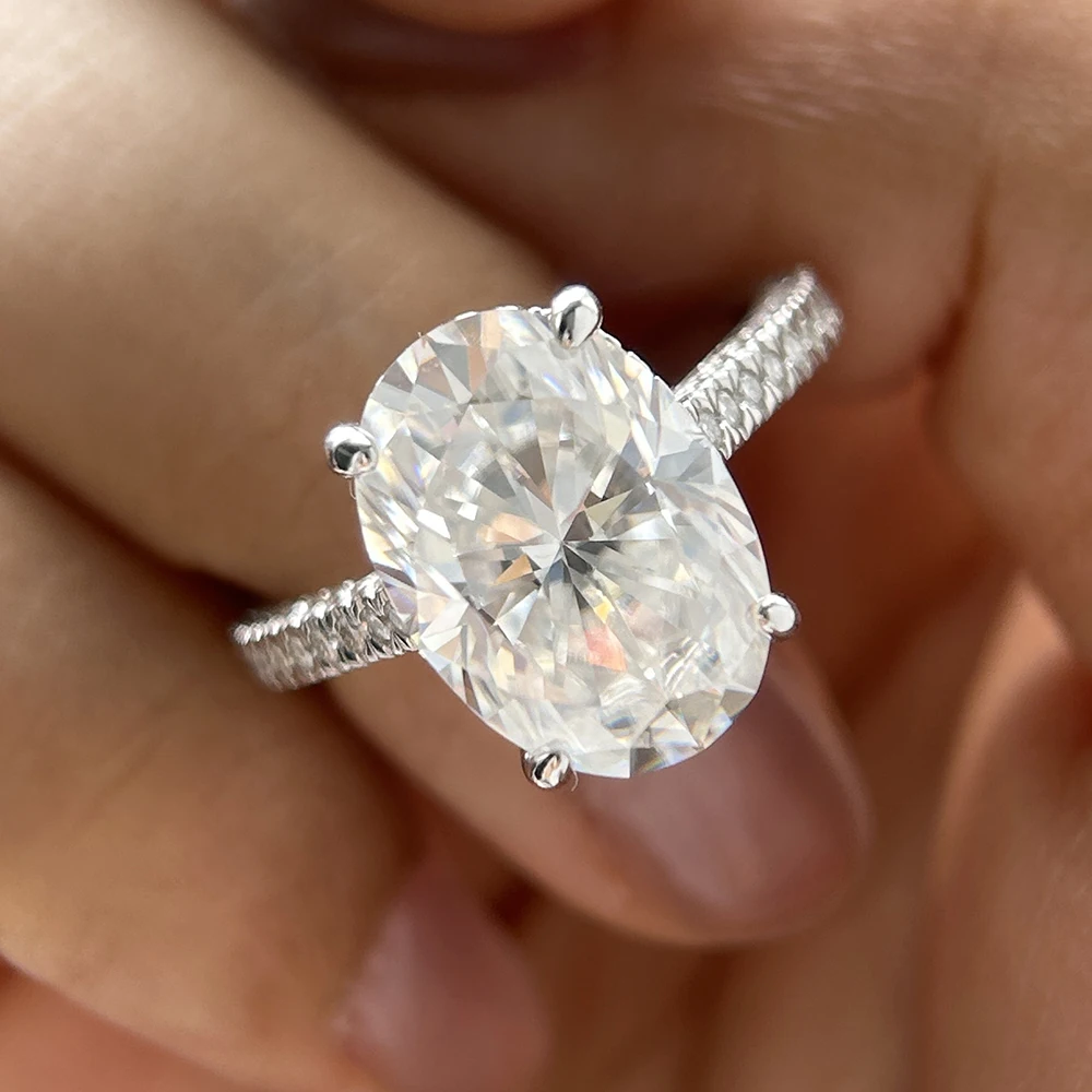 8CT Oval Cut Full Moissanite Ring for Women Hidden Halo Lab Diamond With Certified S925 Silver Wedding Band Luxury Jewelry Gifts