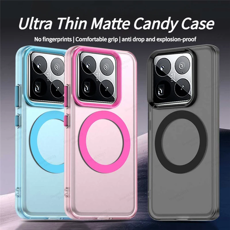 Magnetic Phone Case For Xiaomi 15 14T 14 Pro Transculent For Magsafe Magnetic Cover For Xiaomi 14 Ultra Phone Accessories Funda