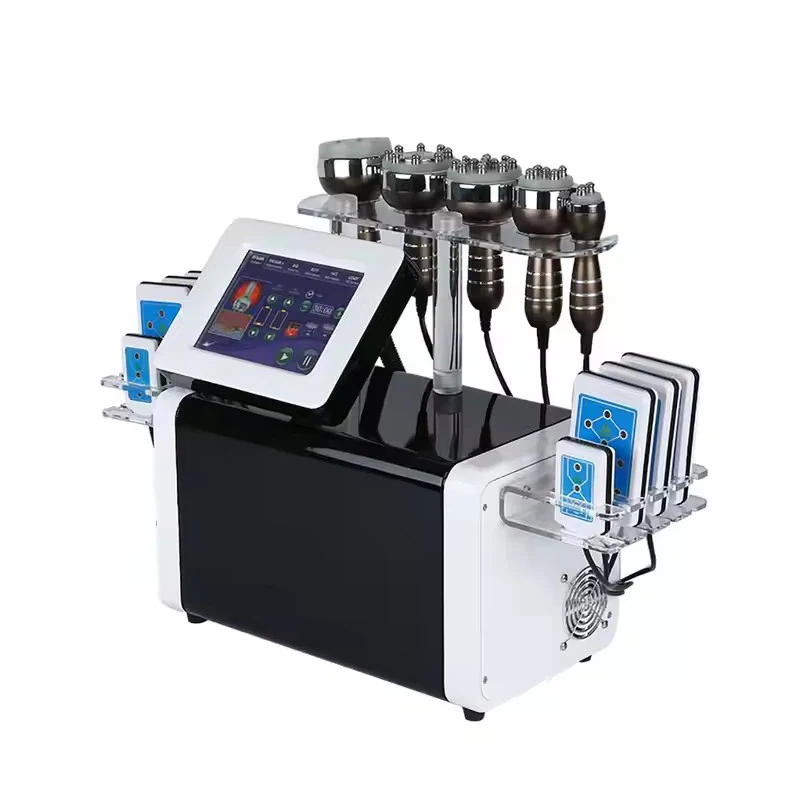 Máquina de Adelgazamiento por Cavitación Ultrasónica 6 en 1, Sistema de Cavitación al Vacío con Almohadillas Lipoláser