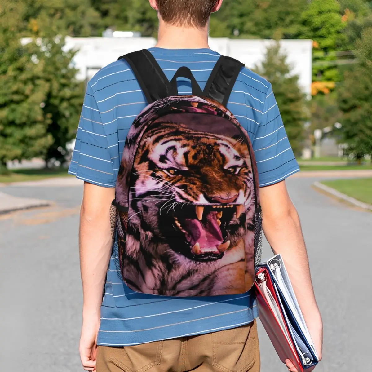 Fierce Tiger Roars Realistically Backpack Student BookBag Children School Bag Laptop Shoulder Bags for Men Women