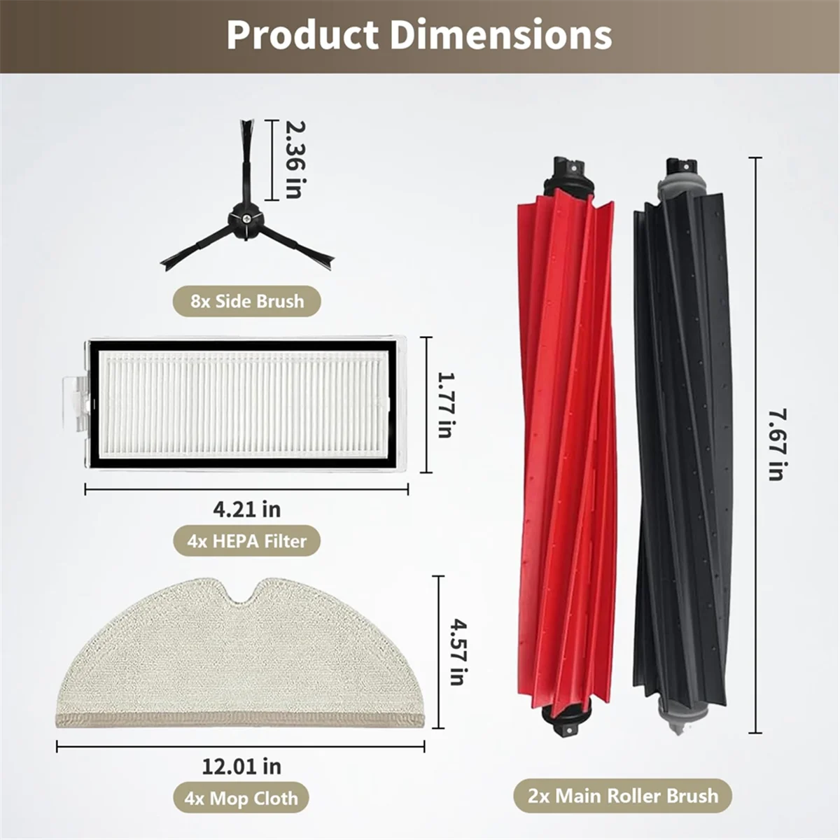 Części zamienne kompatybilne z odkurzaczem Roborock Q8 Max /Q8 Max +/Q5 Pro/Q5 Pro+, akcesoria