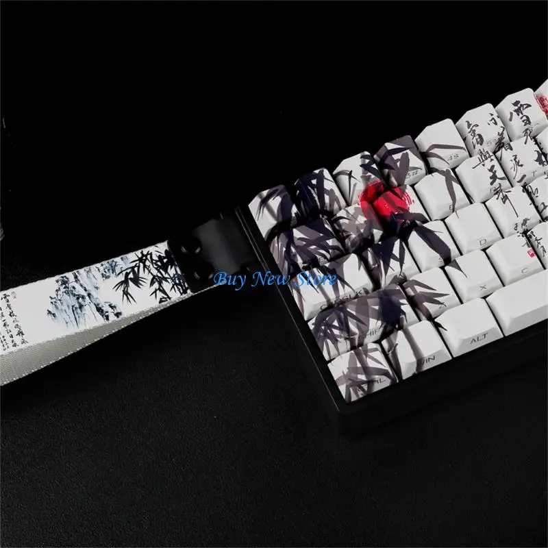 

20CE Bamboos Forest Themed PBT Keycaps Original Profile Dyes Sub Side Print For 61 64 68 ANSI ISOs Mechanical Keyboards