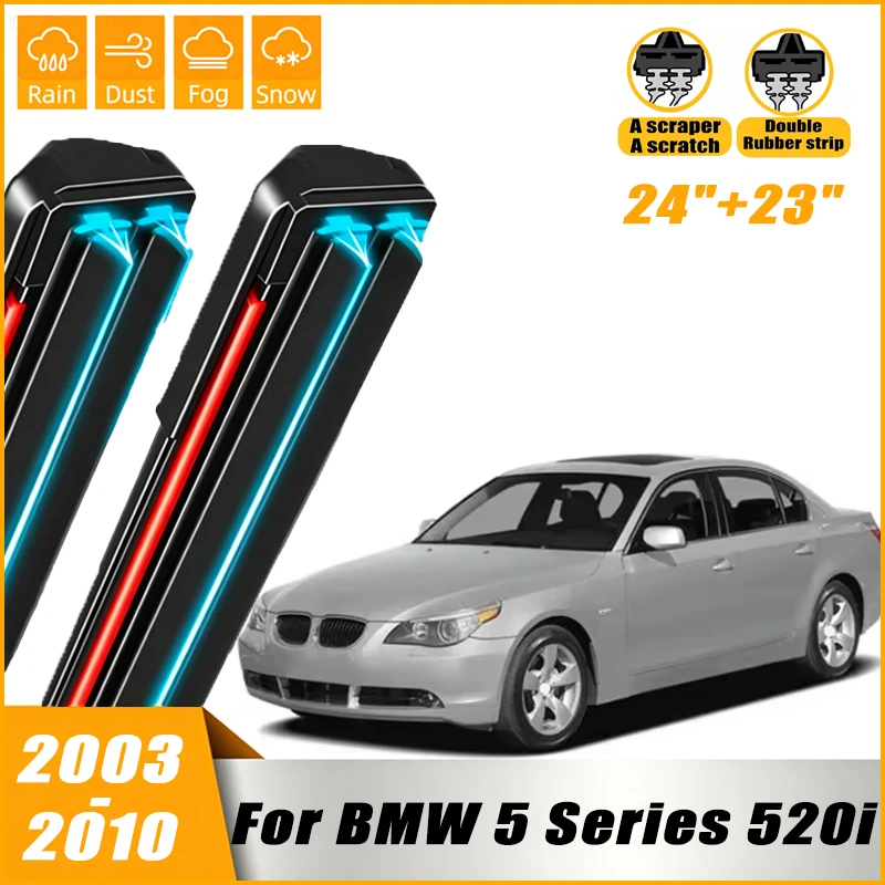 Front Windshield Windscreen Wiper Blades For BMW 5 Series 520i 523i 525i 528i 530i E60 E61 2003-2010Window Rain Brushes 24"+23"