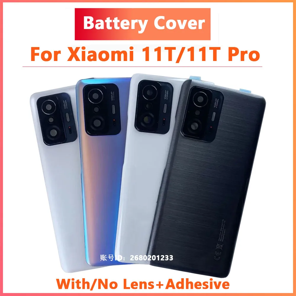 

Original Back Glass Cover For Xiaomi 11T Pro 5G Back Door Replacement Battery Case, Rear Housing Cover Mi11T With Camera Lens