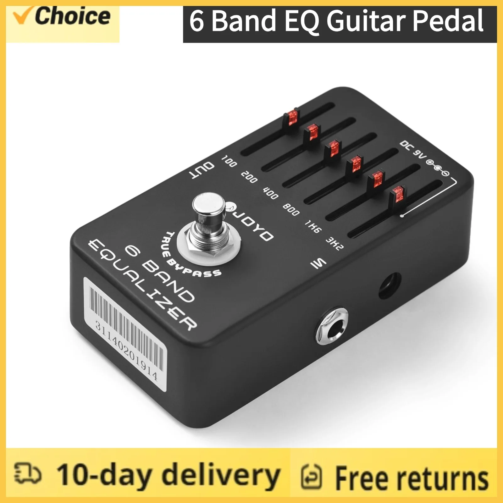 JOYO 6 Band EQ Guitar Pedal Equalizer Effect Pedal for Electric Guitar Effect Pedal True Bypass DC 9V Battery Supported 6.35mm