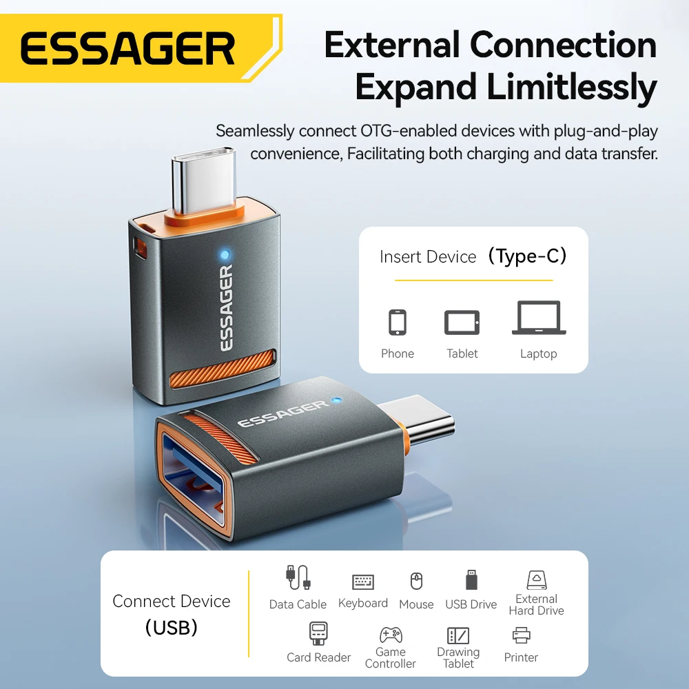 Essager USB 3.0 Adapter OTG USB A Female to Type C Adapter Male Converter For Macbook pro Air Samsung S20 S10 USB OTG Connector