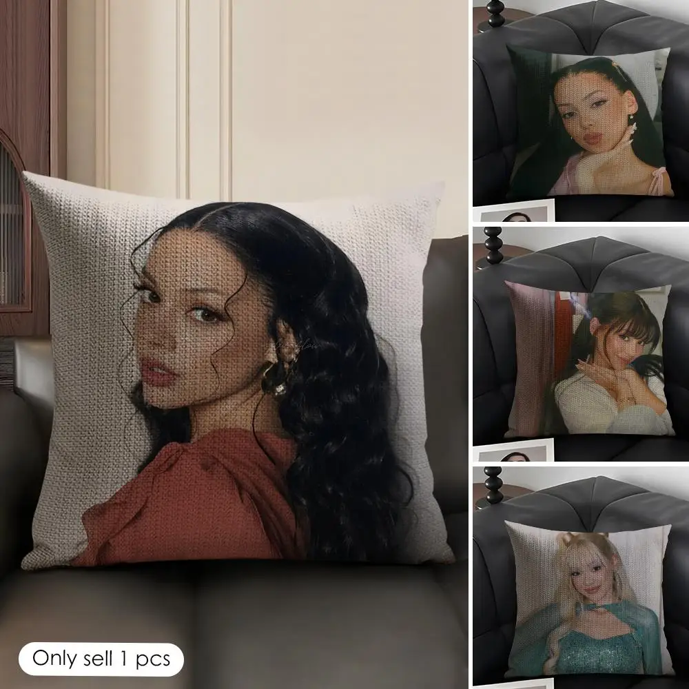 A-Ayliva Cool Singer Cushion Cover Natural Linen Organic Fabric Double-Sided Printing Sofa Home Decor Gift Pillow Case