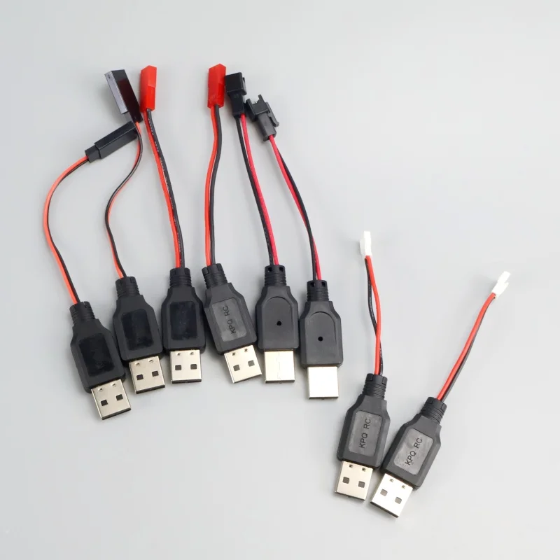 3pcs RC USB Charging 3.7V Lithium Battery Charger Cable USB to JST /SM / futaba Plug for 3Rc Drone Quadcopter