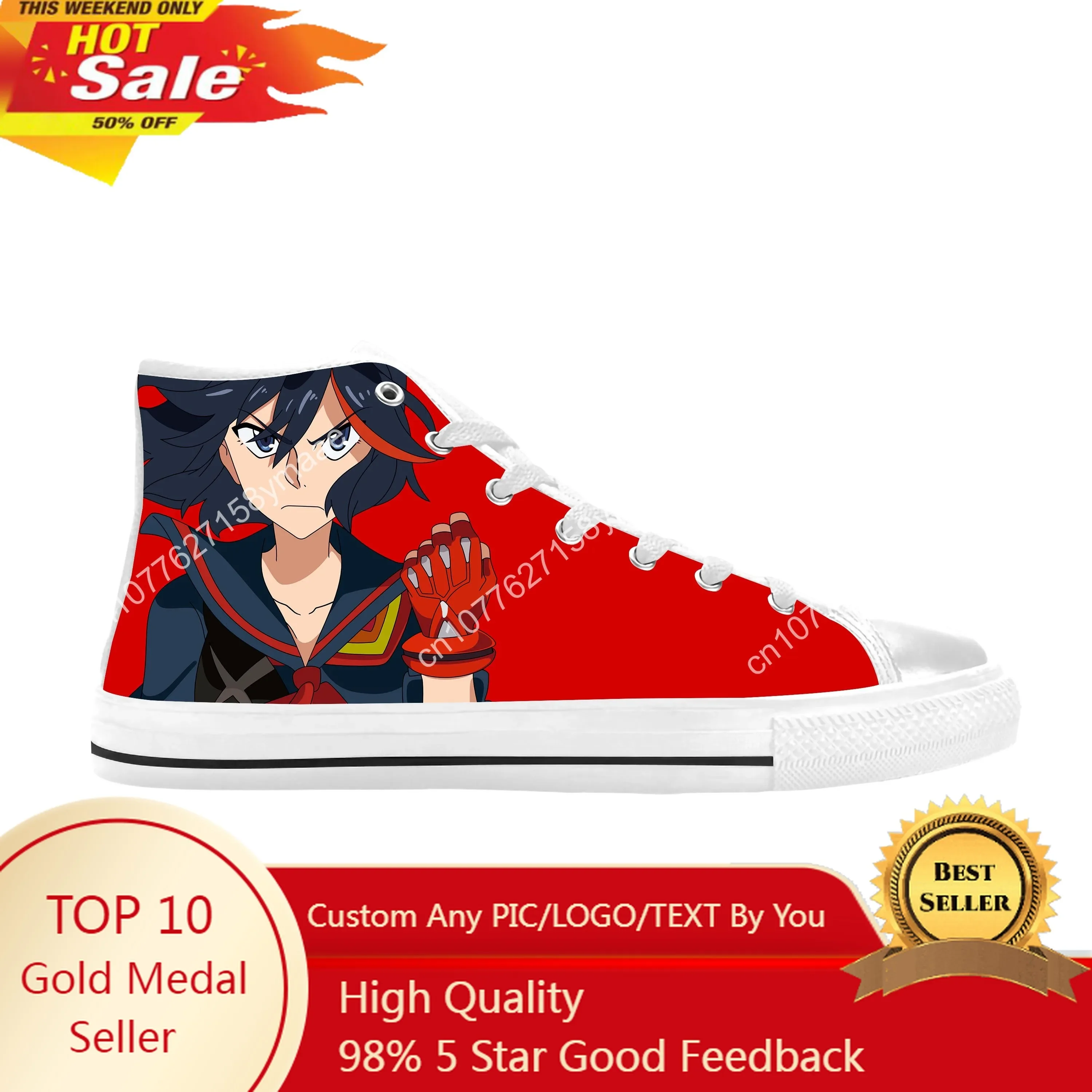 

Hot Japanese Anime Manga KILL la KILL Matoi Ryuko Casual Cloth Shoes High Top Comfortable Breathable 3D Print Men Women Sneakers