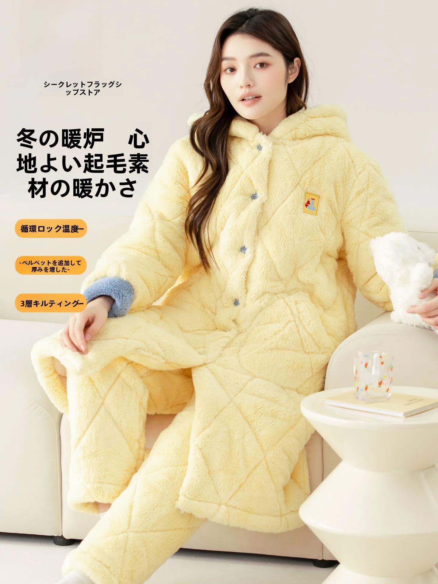 thiened-t-layer-coton-femmes-sp-robe-hiver-chaud-fce-corail-velours-maison-vetements-ensemble-avec-chapeau-long-sve-pyjamas