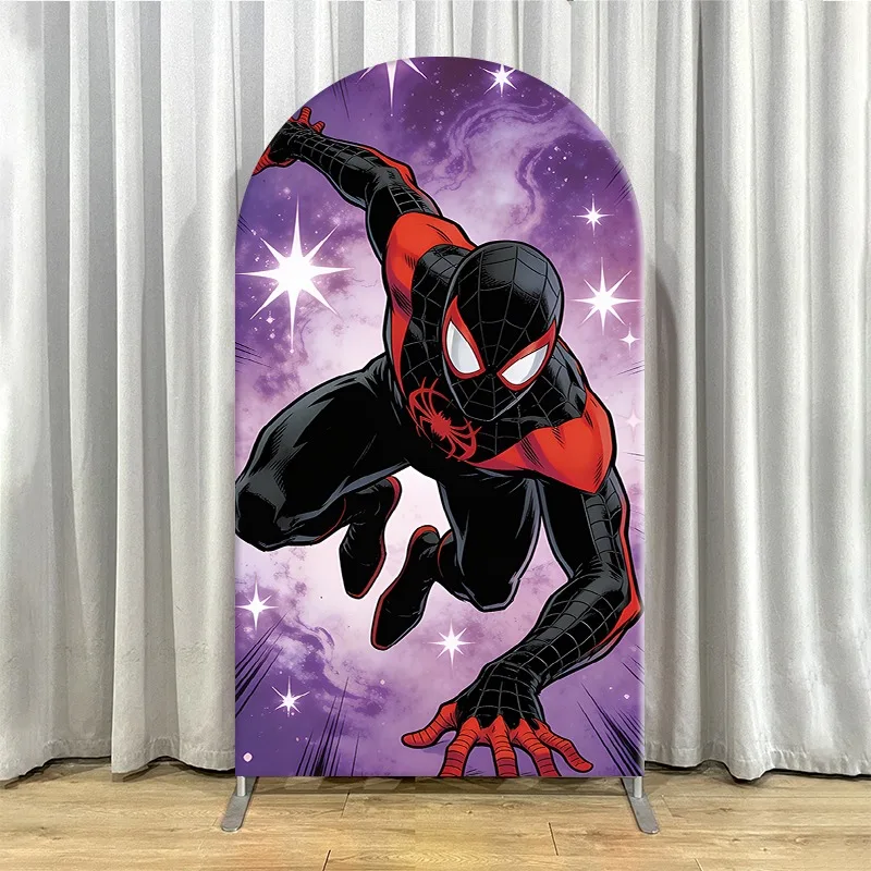 Single-layer Marvel Arch Backdrop Cover Non Elastic Spider Man Miles Morales Cosmic Background Banner Party Decor for Events - view 6