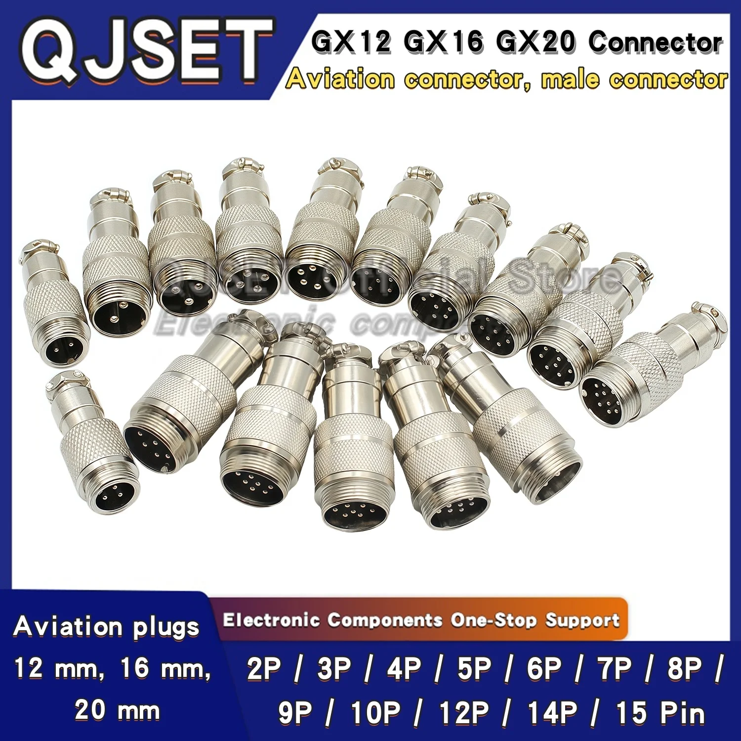 1 set GX12/GX16 aviation plug socket pluggable connector 2 PIN-3-4-5-6-8-9-10-12-14-15 cores GX20 male connector cable plug 16mm