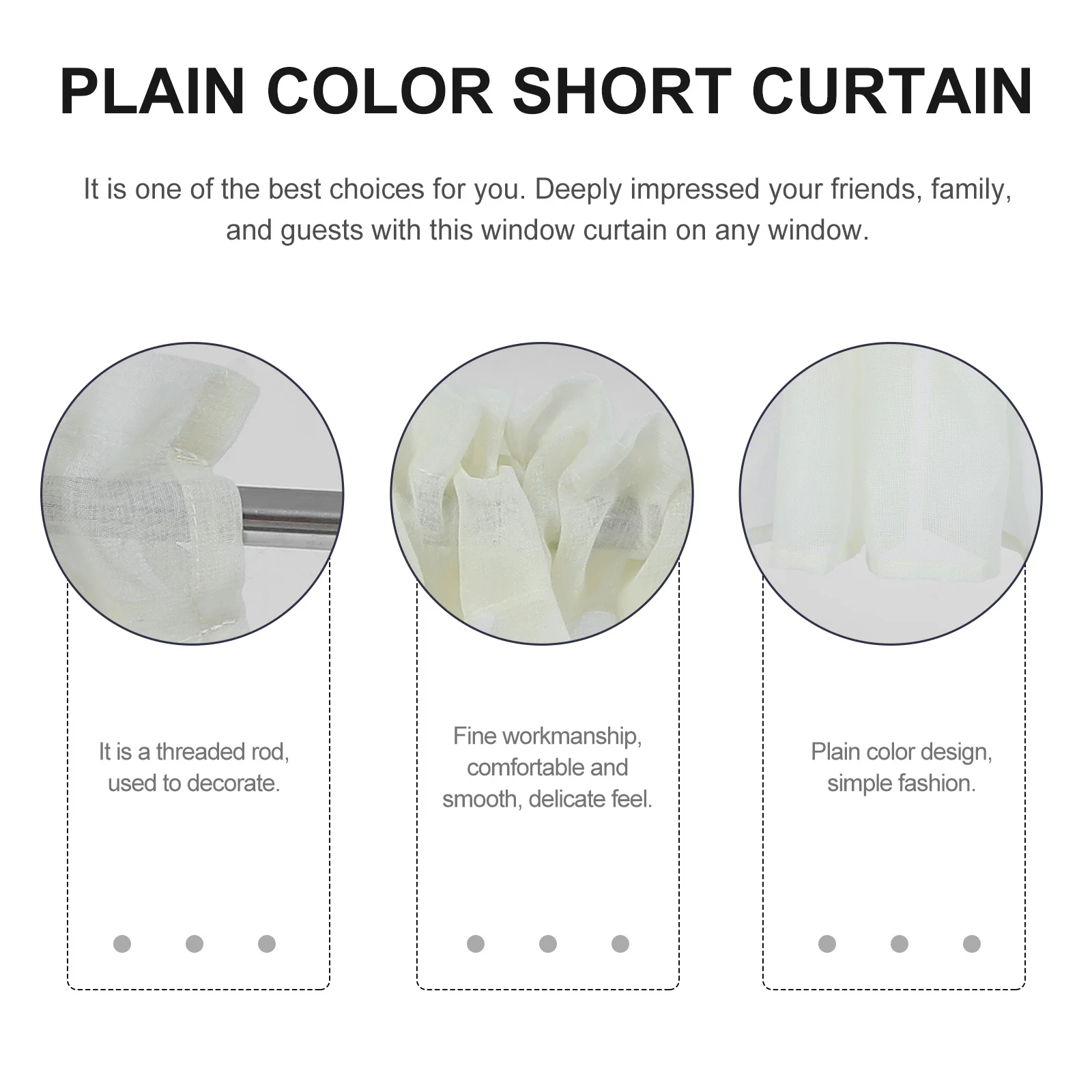 

1Pcs Simple Style Drape Premium Polyester Window Accessory Gentle Sunlight Privacy Protection Short Drape Simple Curtain