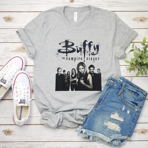 Camiseta Vintage de Buffy The Vampire Slayer, camisa Retro de los 90, Tops escolares Harajuku, ropa Vintage
