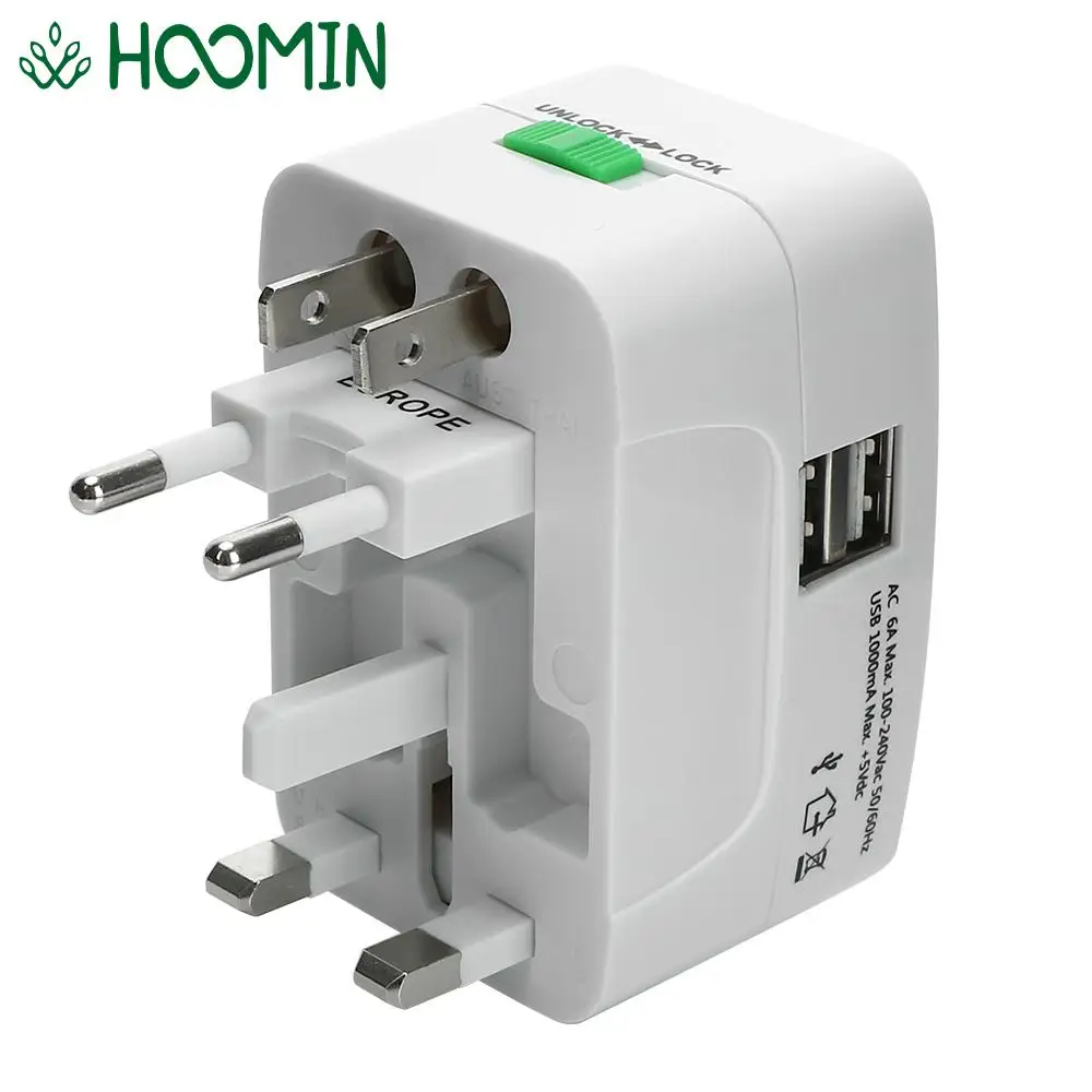 International Plug Adapter World Travel AU US UK EU Converter 2 USB Port AC Power Charger Adapter Universal All in One