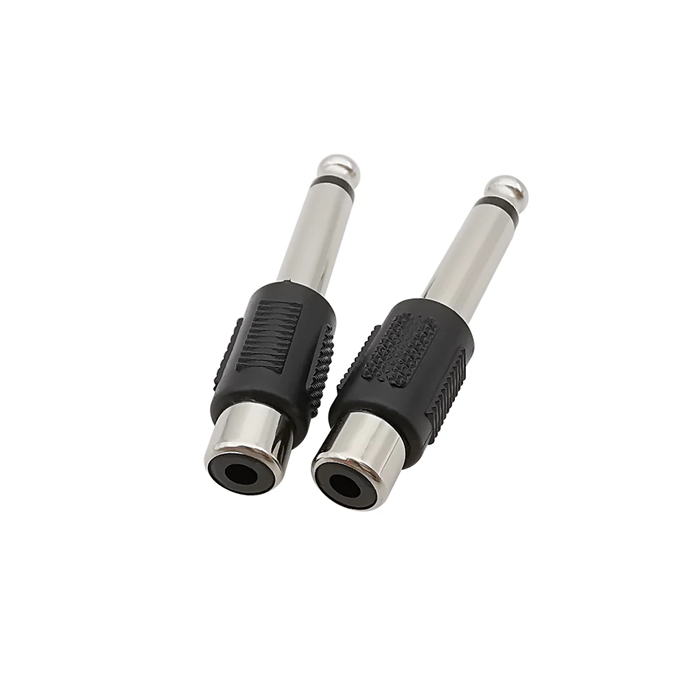 10Pcs RCA Female Jack to 6.35mm 1/4inch Mono Male Plug Audio Adapter Connector for DIY Headphone FM Microphone