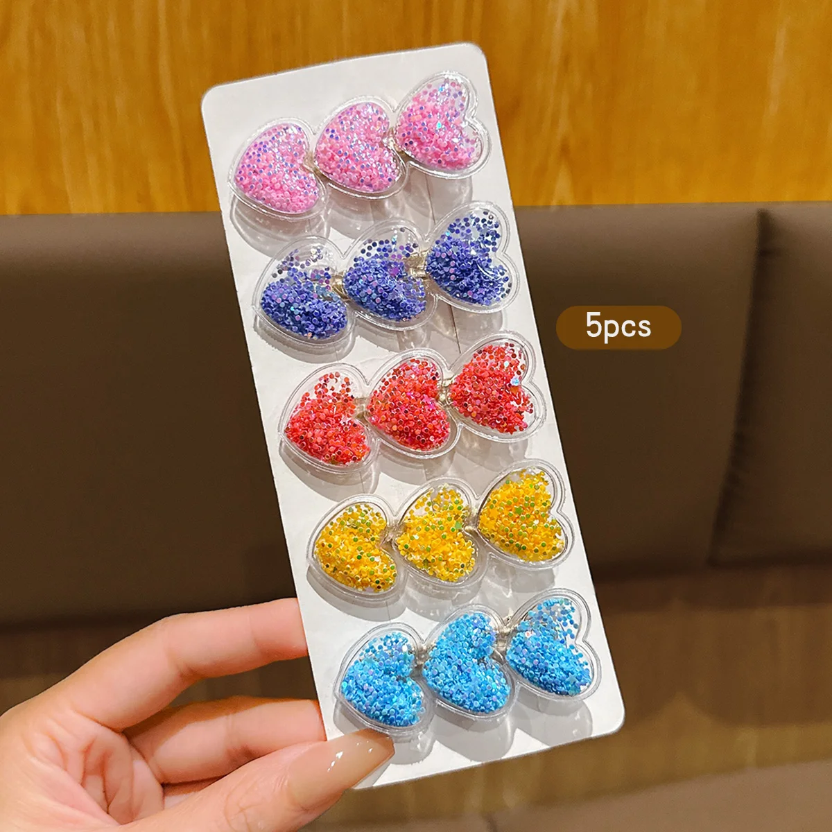 5 Love Flowing Sand Hair Clips Sweet and Cute Hair Clips Suitable for Daily Use Hair Accessories