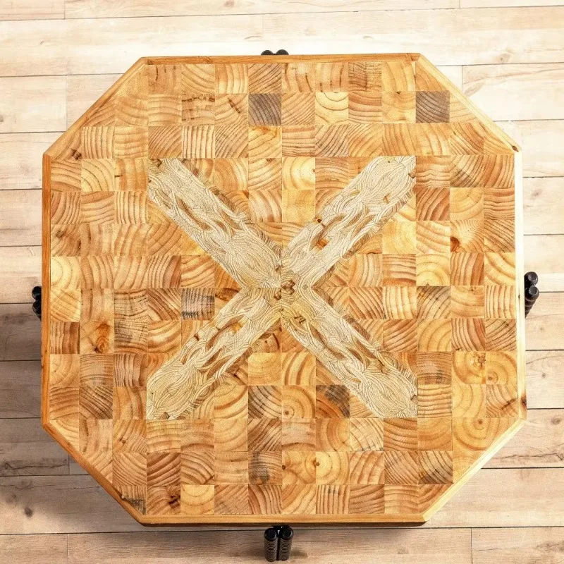 Antique Wood Coffee Table Natural Wood Tea Vintage Table Solid Wood Center Large Coffee Table for Living Room