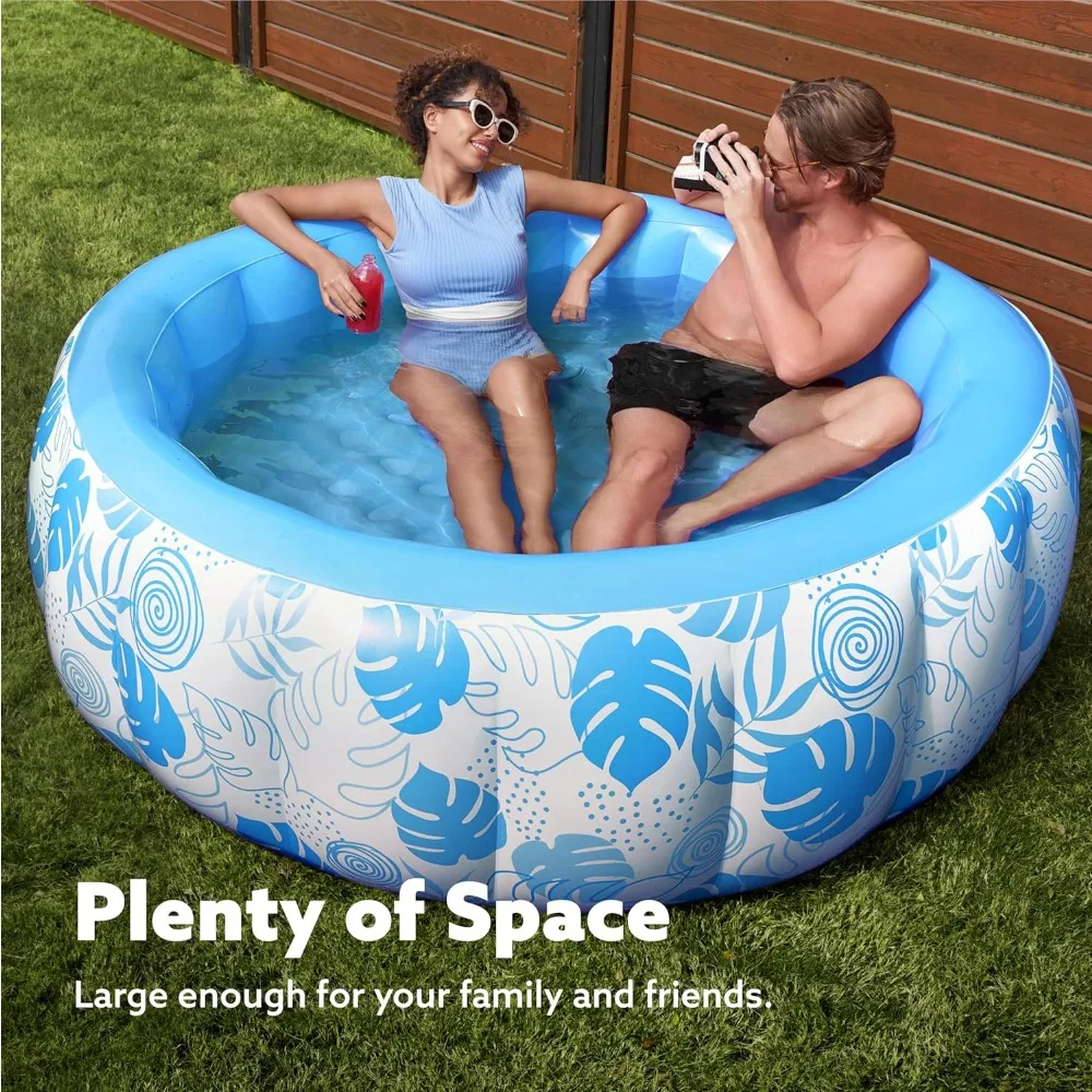 

Inflatable Swimming Pool,5.5ft x 20 Inch Full-Sized Blow Up Durable Thickened for Summer Water Party Backyard Garden Lawn,Blue