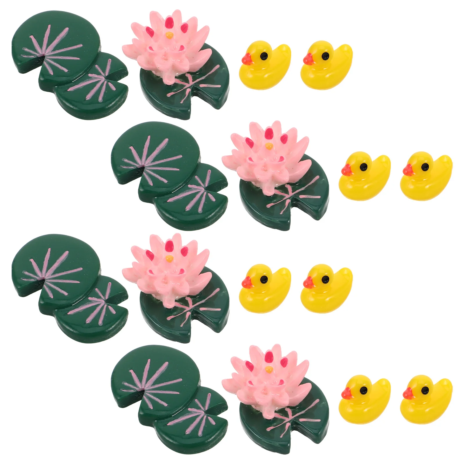 

16Pcs Resin Miniature Lotus Leaf Ducks Tiny Micro Landscape Decoration Moss Garden Mini Lotus Statues Realistic Figures