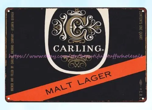 discount 1950s Carling Black Malt Lager Beer Brewing Atlanta GA metal tin sign