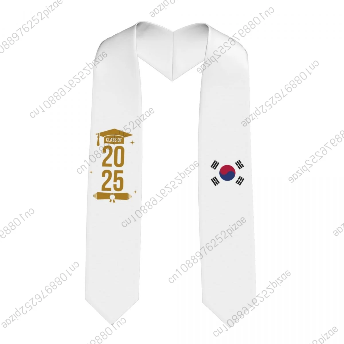 

New South Korea Flag Class Of 2025 183*13CM Graduation Stole Sash Scarf For International Students Proud