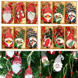 9/12Pcs Christmas Wooden Gnomes Pendants Christmas Decoration For Home Xmas Tree Hanging Ornaments Navidad Noel New Year Gifts