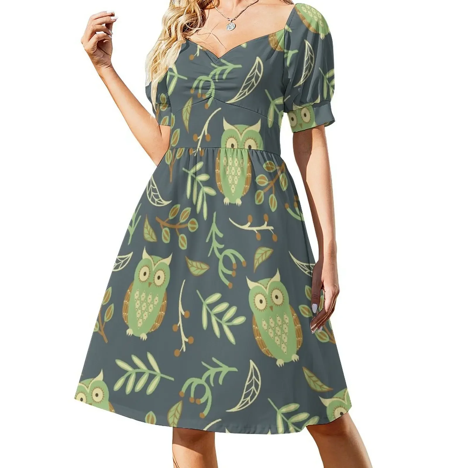 

Copy of Cute owls and trees in cartoon Sleeveless Dress Elegant gowns evening dresses women Dress