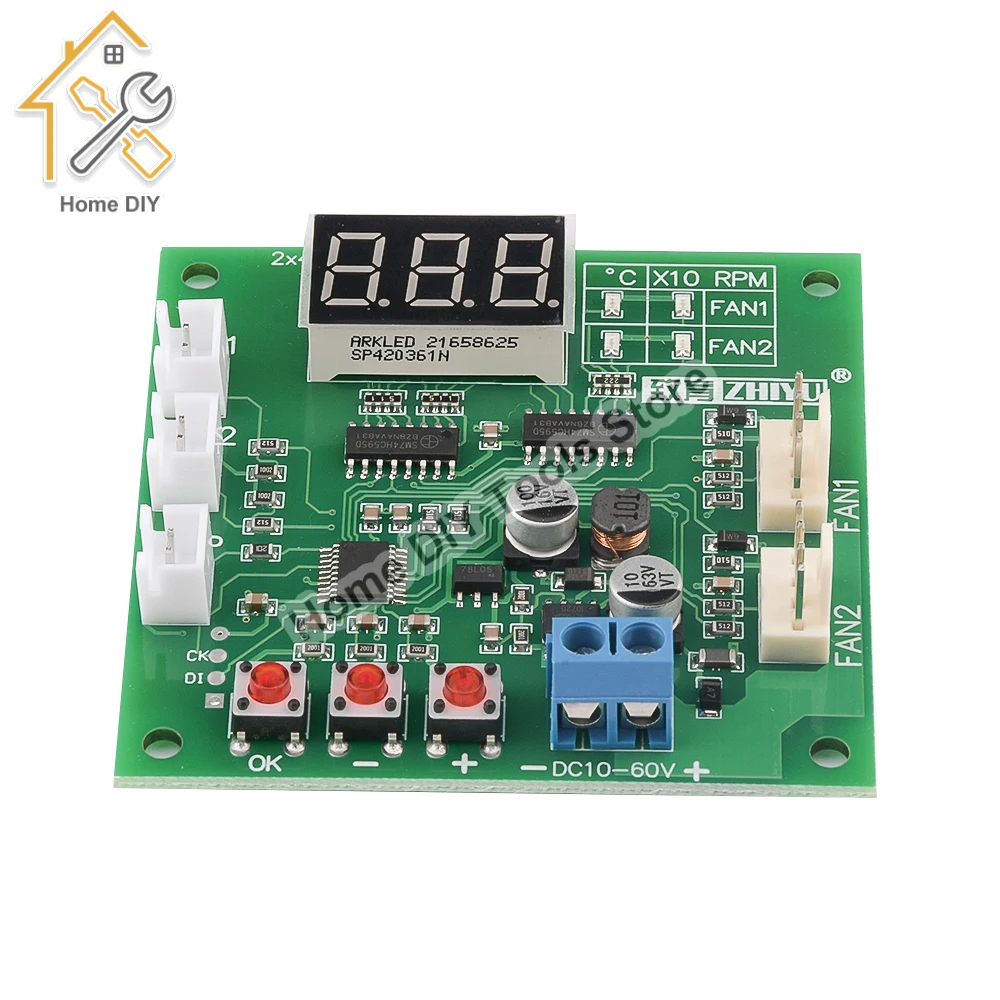 

2 Channel DC 12V 24V 48V 4 Wire PWM Motor Fan Speed Controller Digital Display Governor Temperature Control Support EC EBM Fan ﻿